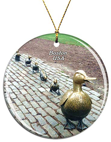 Weekino USA Amerika Boston öffentlicher Garten Duck Park Weihnachtsdekoration Christbaumkugel Hängender Weihnachtsbaum Anhänger Dekor City Travel Souvenir Collection Porzellan 2,85 Zoll