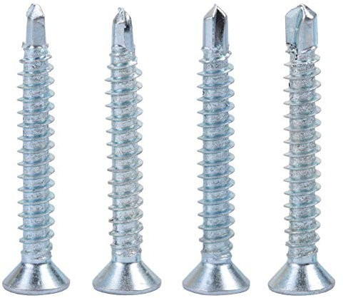 Viti autoperforanti, 50 pezzi M4.2 Akozon Viti autofilettanti autofilettanti a testa piatta Set di viti in ferro zincato con coda di perforazione per pannelli di perforazione (M4.2 * 25(50PCS))