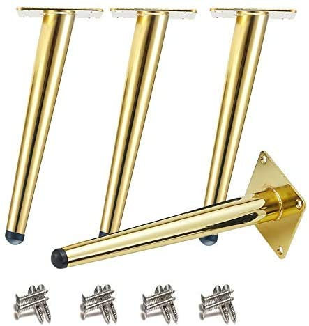 Drenky 4 Stück Schräge Tischbeine, Metallschrankbeine, Kegel Möbelbeine, 201 Edelstahl, Golden, 40 cm Höhe, No-Slip Silent Base Platzierung für Sofas, Tische und andere Möbelbeine