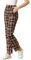Allegra K Damen Plaid Pants Elastische Taille Casual Arbeit Büro Lange Hose - Rot - X-Groß