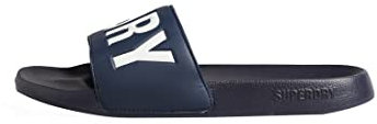 Superdry Men's Code CORE Pool Slide Sandal, Deep Navy/Optic, Small UK
