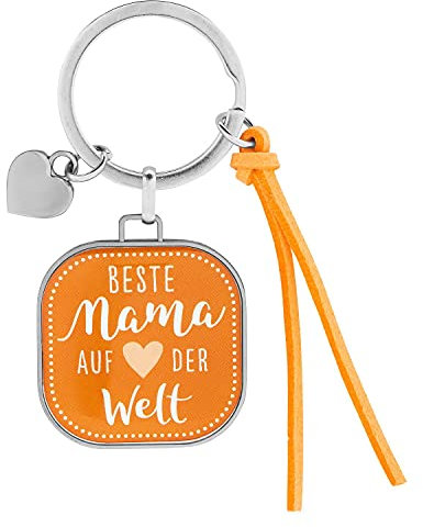 GRUSS & CO Schlüsselanhänger Beste Mama auf der Welt: Anhänger mit kleinem Charm und Kunstlederbändchen