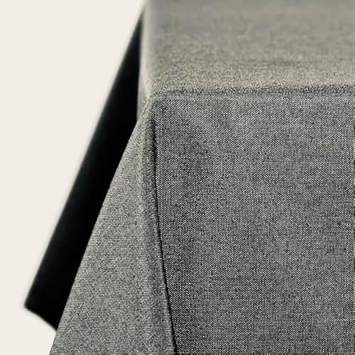 Tischdecke | Grau/Anthrazit - Eckig - 110x220cm | Gartentischdecke | Outdoor-Decke | Lotus-Effekt | Leinen-Optik | Schmutzabweisend