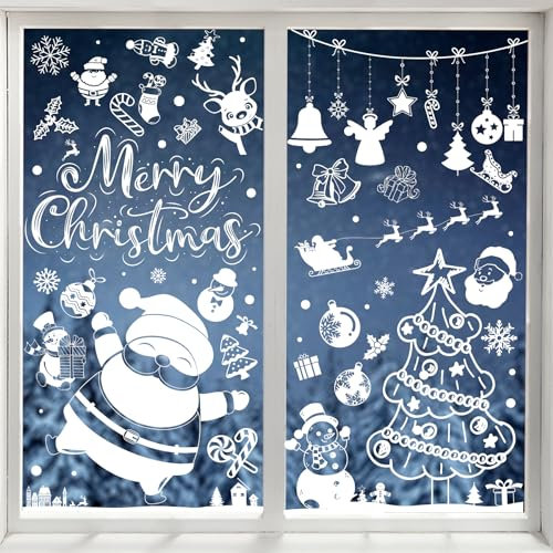 Christmas Window Stickers 300pcs Christmas Window Decorations Snowflake Xmas Window Stickers Reusable Christmas Decorations for Window Home Office Decor
