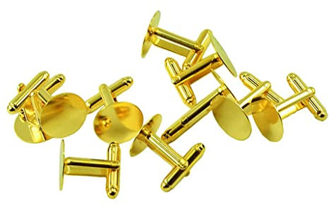 SM SunniMix 10 Sets Manschettenknopf Rohlinge Aus Legiertem Material für DIY Ergebnisse, Gold, 15 mm