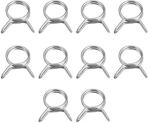 sourcing map Double Wire Spring Hose Clamp, 50pcs 304 Stainless Steel 10mm Inner Dia Fit 11mm-11.4mm OD Hose Fuel Line Silicone Tube Spring Clips
