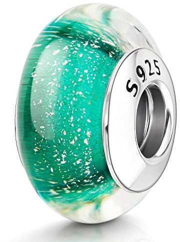 MATERIA by Matthias Wagner Colgante de cristal de Murano, plata 925, color turquesa con brillo 742, Vidrio