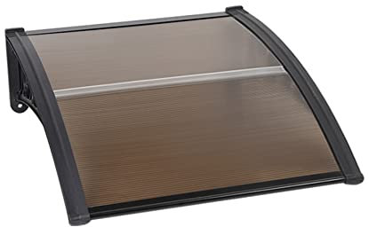 Toldo Puerta, Marquesina para Puerta, de policarbonato, Arco, tejado Transparente, 4 mm de Grosor, para Garaje, Ventana, casa, balcón,100*100 cm marrón
