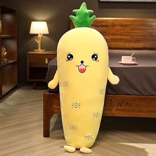 DHESSO 110cm Fruchtkissen Puppe Mädchen Plüschtier Puppe abnehmbar und waschbar Puppenstreifen süßes Kissen Kissen Raumdeko Ananas 110cm