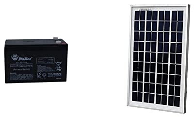 Diamec Batterie Plomb AGM 12 V 7 Ah F1 pour la sécurité & ECO-Worthy 10watts 12 Volts Ponocristallin Panneau Solaire