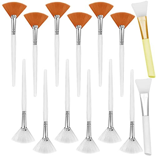 14 PCS Facial Brushes Fan Mask Brushes, DanziX Soft Facial Fan Brush Acid Applicator Brush for Peel, Sleeping Mask, Mud Mask Makeup