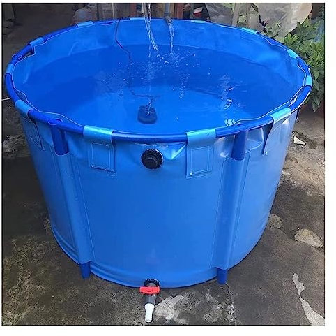 PHLEPS Acquario piscina stagno con supporto, piscina fuori terra circolare tela pesce stagno aggiornamento grande serbatoio d'acqua con valvola di scarico per giardino allevato koi, piscina giochi per