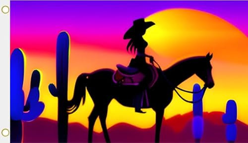 U24 Flagge Fahne Cowgirl auf Pferd Hissflagge 90 x 150 cm