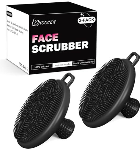 2 Stück Silikon Gesicht Scrubber Peeling Weihnachtsgeschenke für Männer Ihn, HOOCEN Wasserdichte Weiche Gesichtswaschbürsten für Peeling & Gesichtsreinigung & Körperhaut Bartpflege, Schwarz