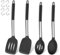 Küchenhelfer Set, Joyfair 4 Stück Silikon Pfannenwender und Kochlöffel Set, Hitzebeständig Küchenutensilien mit Edelstahlgriff, Kochbesteck für Kochen/Backen/Flip, Spülmaschinenfest - Schwarz