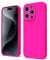oakxco für iPhone 15 Pro Hülle Silikon Case mit Kameraschutz, Ultra Dünn Bunt Handyhülle Mädchen, Einfarbig Handy Hülle Slim Schutzhülle, Matt TPU Weich Gummi Glatt Silikonhülle Bumper, Neon Pink