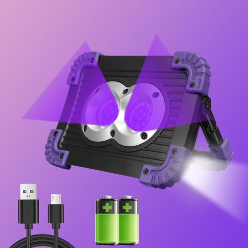 Lichaser Tragbares wiederaufladbares LED Schwarzlicht, 395nm UV 30 Stunden Batterie LED Black Light, kabelloses UV-Flutlicht für Glühen, dunkle Partys, Welsfischen, Halloween