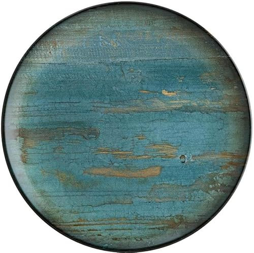 Bonna Madera Mint Gourmet Teller | 27cm | MDRMTGRM27DZ | Speiseteller, Essteller, Porzellan Geschirr | Türkis Blau Braun Grün