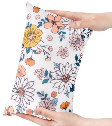 Winmany Kleines Kissen 27,9 x 17,8 cm abnehmbar waschbar Bedruckt Mini-Kissen kleines Kissen für Baby Kleinkinder Haustiere Reisen Nacken Lenden und Kniestütze (28x18cm, Blumen, 1)