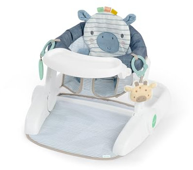 Ingenuity, Asiento de Suelo Prop Spot Learn-to-Sit, Bandeja Extraíble, 2 Juguetes Enlazables, Alfombra para el Tiempo Boca Abajo, Unisex, 4 a 12 Meses - Casi