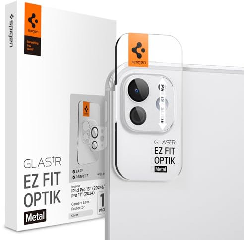 Spigen Glas.tR EZ Fit Optik Metal Fotocamera compatibile con iPad Pro 11 Pollici / 13 Pollici (2024), Argento, Copertura Totale, Resistente ai Graffi, Durezza 9H Pellicola
