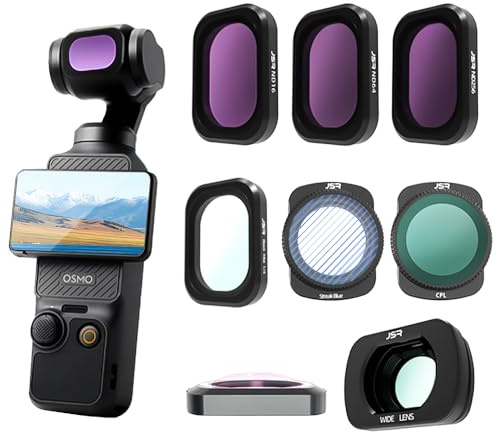 Confezione da 8 filtri magnetici ND e CPL e Black Mist & Wide Lens per DJI OSMO Pocket 3, lenti in vetro ottico HD multistrato (ND16, ND64, ND256, Wide Lens, CPL, 1/4 Black Mist, Steak Blue, Macro)