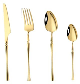 Juego de cubiertos dorados de 24 Uds., cuchillo de acero inoxidable 18/10, tenedor, cuchara, juegos de vajilla, accesorios de cocina, vajilla occidental