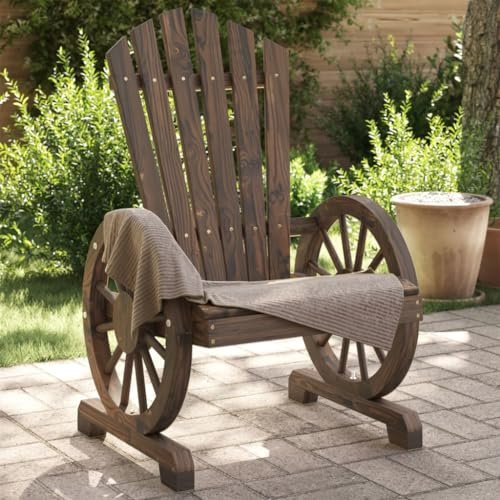 Homgoday Gartenstühle Adirondack 2 Stück aus massivem Fichtenholz, Esszimmerstühle für Garten, Stühle für den Außenbereich, Gartenmöbel