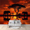 3D Papier Peint Éléphant Au Coucher Du Soleil De La Savane Africaine 300x210 cm Papier Peint Panoramique Mural Affiche Géante Décoration Pour Salon Chambre Chambre D'Enfant Décoration Murale