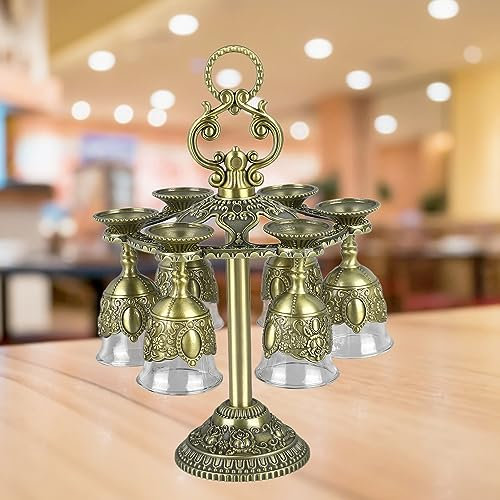 ZPSHYD Pimp Cup Chinesischer Kelch, Pimpbecher, Retro-Stil, Zinklegierung, Glas, geprägtes Blumenmuster, Weinkelch für Party, Bankett, Bar, Familie, Bronze, 6 Stück
