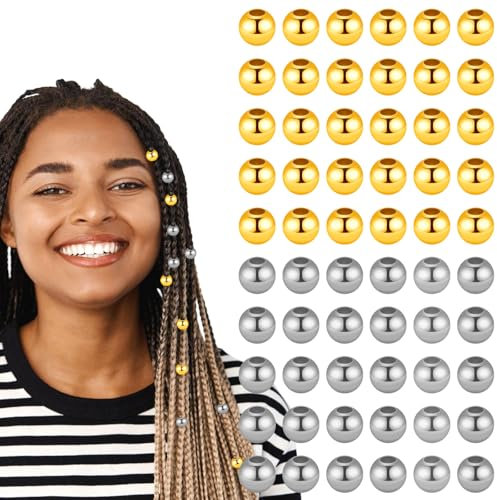 100 Stück Goldene Dreadlocks Perlen,Perlenzöpfe Haarschmuck,Haarspange Dreadlocks Perlen,Haarperlen,Haarperlen Gold für Männer Frauen Mädchen Geflecht Zöpfe Afrikanische Haar Flechten Braids