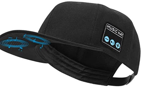 Ghzste Hat with Speaker, Wireless Music Cap, Hands- 5.0 Speaker Hat with Mic, Baseball for Outdoor Sports Running Fishing (black)