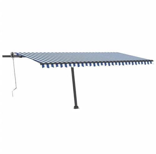 JUDYY Tenda da Sole Autoportante Automatica 500x300 cm Blu Bianca,Tenda Sole Automatica,Tenda da Sole per Balcone,Resistente ai Raggi UV-3069786