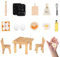 19 Stück Miniatur Wichtel Zubehör, Wichtelhaus Weihnachten, Mini Wichtelhaus Tisch und Stühle, Mini Puppenhaus Zubehör Miniatur Wichtel Zubehör Backen Eier, Nudelholz, Tisch, Ornament Puppenhaus Dekor