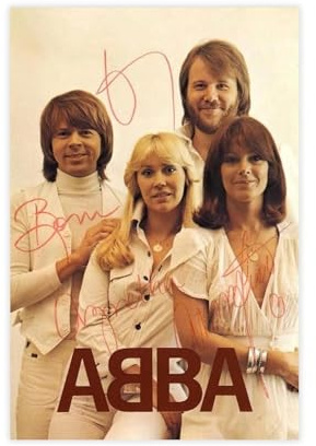 tcagd ABBA 1997 Rockband Vintage Legend Autogramm Art Deco Poster Leinwand Poster Schlafzimmer Dekor Landschaft Büro Zimmer Dekor Geschenk 30 x 45 cm