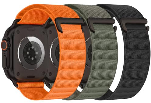 Alpine Loop 3 Piezas Correas Compatibles con Apple Watch de 42/44/45/46/49mm para Mujer Hombre, Correas Deportivas de Nailon con Gancho en C para iWatch Ultra 2 SE Series 10 9 8 7 6 5 4 3 2 1