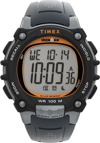 Timex Men's Ironman Essential 44 mm Watch - Gray PU Strap Digital Dial Gray Case TW5M64500