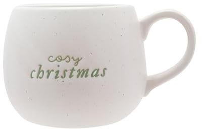 The Seasonal Gift Co - White Speckled White Ceramic Mug - Cosy Christmas | Whimsical Christmas Gifting & Homeware Present for Tea, Coffee & Holiday Festive Drinking