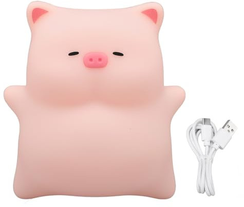 Gonetre Piggy-Nachtlicht, Dimmbar, LED, Wiederaufladbar, Silikon-Schweinchen-Lampe für, Kinderzimmer, Zimmerdekoration