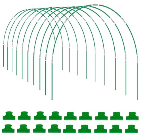 Gewächshausreifen, Wachstumstunnel, 10 Sets von 2,4 m Langen Gartenreifen, DIY-Breite für Hochbeete, Fiberglas-Gartenreifen, rostfreier Gartentunnel für Gartenstoff, Garten-Hoops, Wachstumstunnel