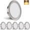 YindaLux 6er Set LED Einbaustrahler 230V 3W 3000K Warmweiß, LED Spot Ultra Flach 300LM Bohrloch 55-58mm und 15mm Flache, IP44 Möbeleinbauleuchte LED Einbauspots für Spiegelschrank, Gebürstet Nickel