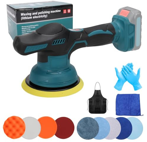 Poliermaschine Auto für Makita 18V-Akku, 6 Zoll Orbital Auto Politur mit 6 Variablen Geschwindigkeiten, 12pcs Auto poliermaschinen Set, für Autodetaillierung/Wachsen/Polieren (ohne Akku)