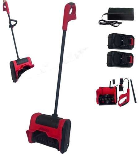 Hooha Pala da neve/spazzaneve/macchina per pala continua e lame multiple (include batterie da 21 V, 2 x 2 Ah, caricabatterie, larghezza di lavoro 32 cm, altezza della neve 15 cm, larghezza di lancio 8