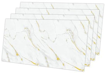 IZODEKOR Wandverkleidung Marmoroptik - 4 Pcs 120x60cm- Alternative zu Badfliese/Küchenfliese, Duschwandpaneele, Wandpaneel für Küchenrückwand, Badezimmer, Innenbereich - Golden Harmony