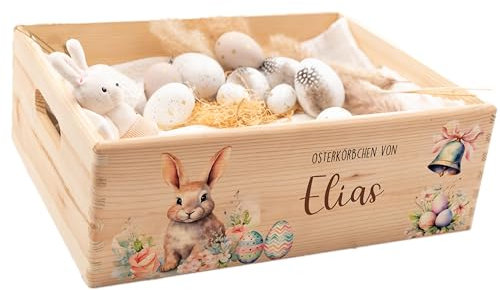 Kidsmood - Personalisiertes Osterkörbchen als Ostern-Deko & Aufbewahrungskorb für die Ostergeschenke Kinder | Osternest mit niedlichen Osterhase Motiven bedruckt mit schadstofffreier Latex-Tinte