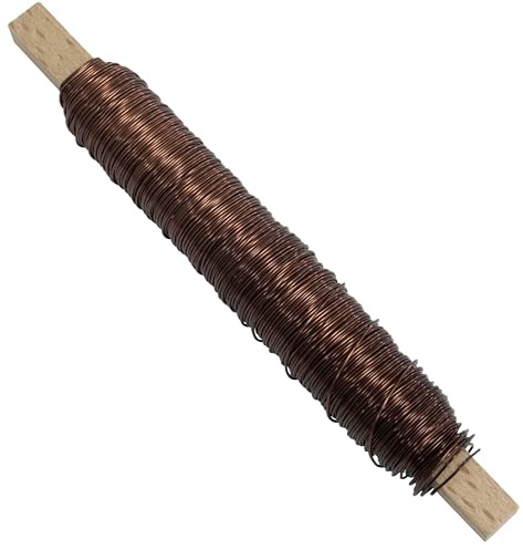 AERZETIX - Alambre Floral metálico para arreglos Florales 0.5 mm x 50 m - Bobina de Alambre Flexible - Metal - Color marrón - Ideal para floristería