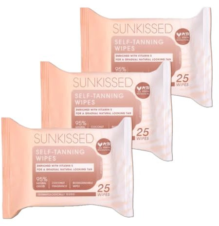 Self-Tanning Wipes – 3 x 25 Pack (75 Wipes Total) | Gradual Self-Tan Towelettes for Face & Body | Vegan, Streak-Free, Quick-Drying | Unisex Bronze Glow.