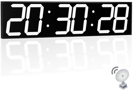 CHKOSDA 28,4-Zoll-Digital-Wanduhr, Digitale Uhr mit automatischer Zeitsynchronisation und einfacher Bedienung, große Wanduhr mit Countdown-Funktion, Wecker, Kalender und Temperaturanzeige (Weiß)