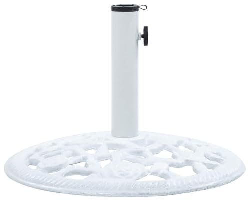 Eleganz Sonnenschirmständer aus Gusseisen 12 kg 48 cm - Stabiler Stand für Sonnenschirme im Garten, Terrasse oder Balkon - Weiß, Wetterfest und Langlebig
