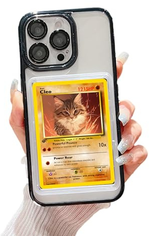 Card/Photo Display Phone Case for iPhone 15 Pro Max | TCG/Picture Display Top Loaders & Sleeves | Compatible Pokemon Cards, Sports, One Piece, Magic (Black, iPhone 15 Pro Max)